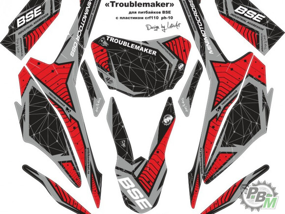 Комплект наклеек CRF110 Troublemaker pitbikemarket.ru