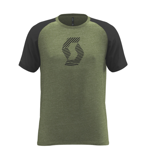 Футболка 10 Icon Raglan мохово-зелёная меланжевая/чёрная S pitbikemarket.ru