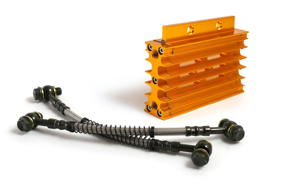 Радиатор масляного охлаждения на питбайк CNC золотой pitbikemarket.ru