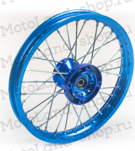 Обод передний 14" (1,40-R14 d=15mm) CNC ступица, алюминий/синий X-TECH pitbikemarket.ru