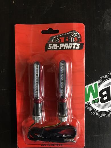 Поворотники светодиодные (компл. 2шт) SM-PARTS SMP-73 черные pitbikemarket.ru