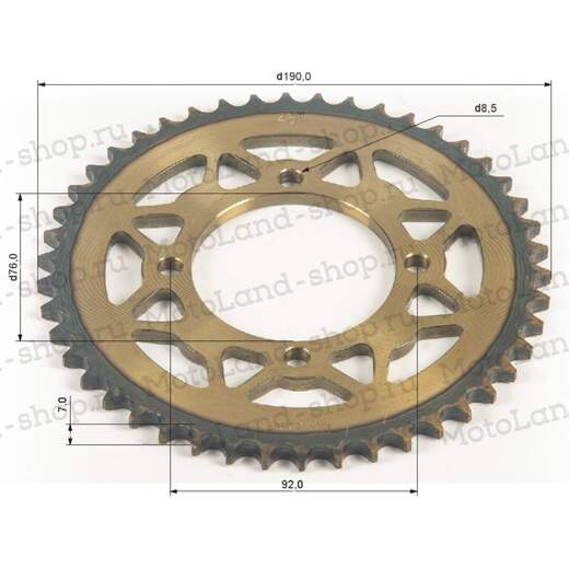 Венец, звезда ведомая (428H-46) сталь, закаленные зубья PIT BIKE 125-190 4х92х76 pitbikemarket.ru