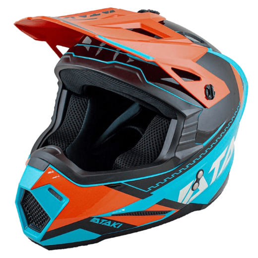 Шлем кроссовый ATAKI JK801 Valor (оранжевый/голубой глянцевый, XL) pitbikemarket.ru