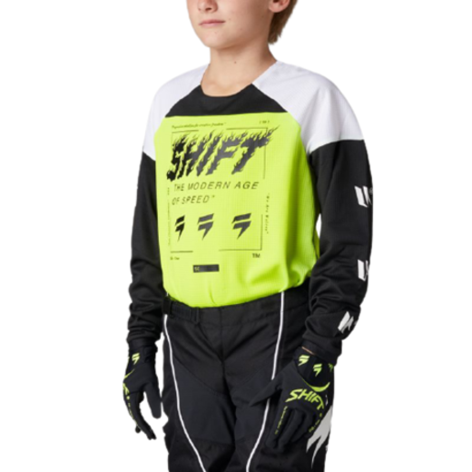 Мотоджерси подростковая Shift White Label Flame Youth Jersey Flow Yellow, YS, 2021 (26381-130-YS) pitbikemarket.ru