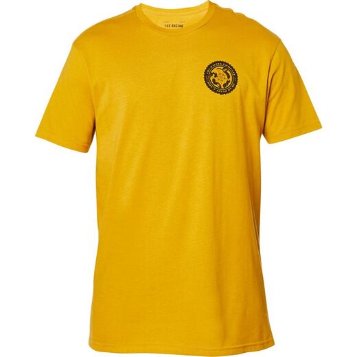 Футболка Fox Tread On SS Premium Tee Взрослый, S, желтый, 2020 (26014-440-S) pitbikemarket.ru