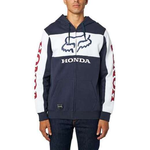 Толстовка Fox Honda Zip Fleece Navy/White, L, 2020 (25955-045-L) pitbikemarket.ru