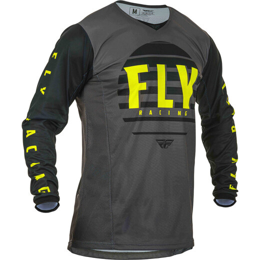 Футболка для мотокросса FLY RACING KINETIC K220 чёрная/серая/Hi-Vis жёлтая (2020)   M pitbikemarket.ru