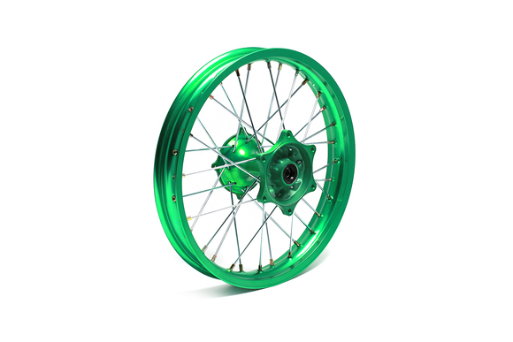 Обод задний 18 (2,15-R18 d=17mm) CNC ступица, алюминий/зеленый X-TECH pitbikemarket.ru