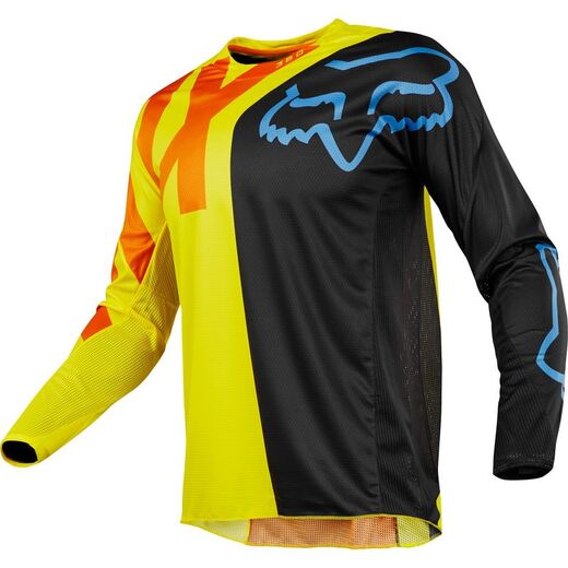 Футболка для мотокросса FOX 360 Preme чёрная/Hi-Vis жёлтая  M pitbikemarket.ru