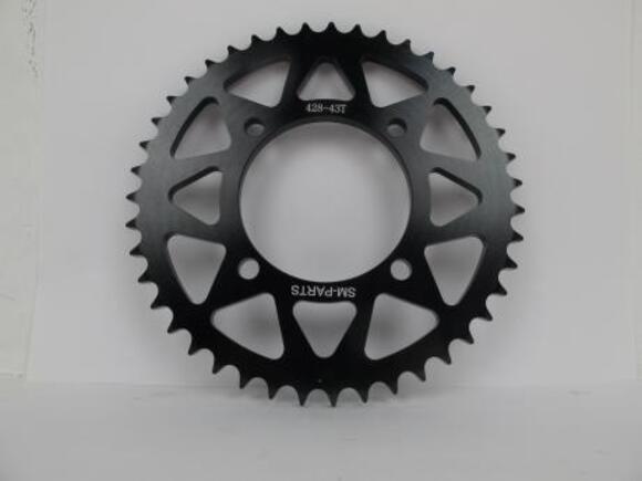 Звезда ведомая аллюминиевая питбайк 428-43T черная  SM-PARTS pitbikemarket.ru